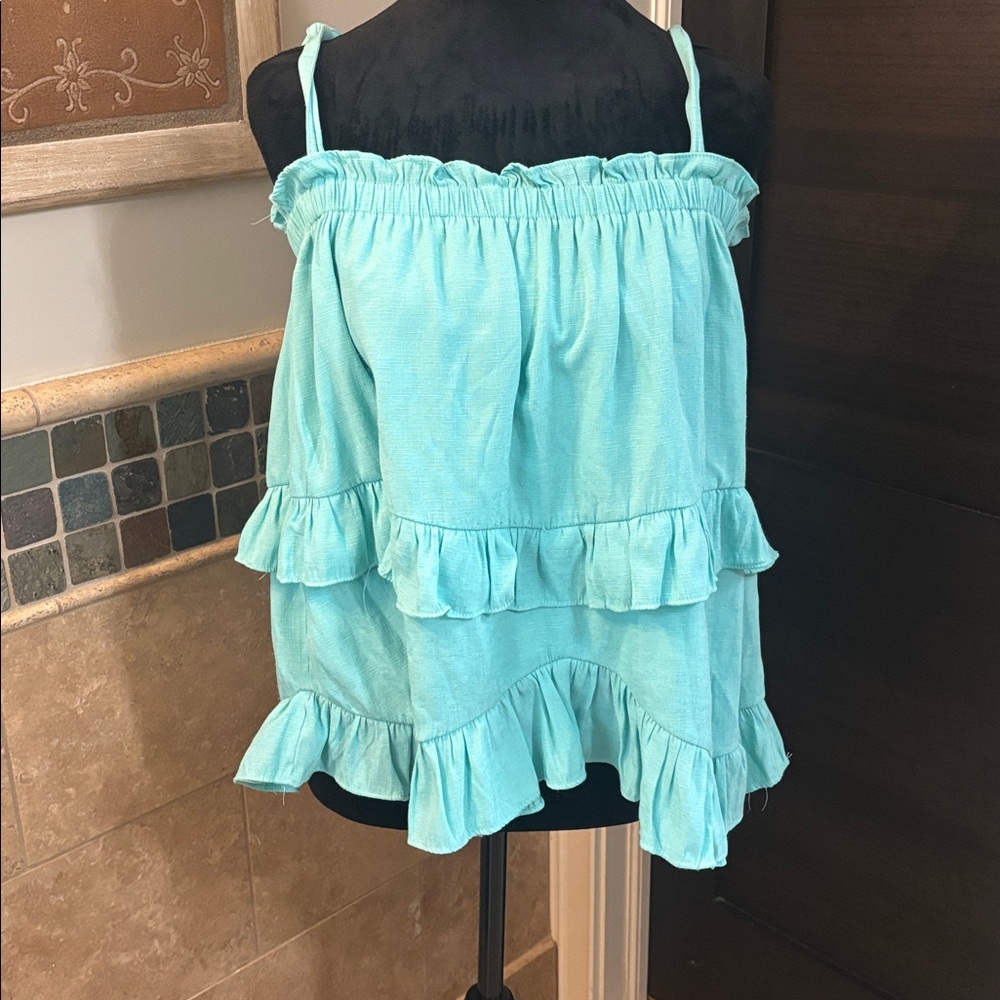 Elegant Aqua Ruffle Layered Camisole. Boutique find!